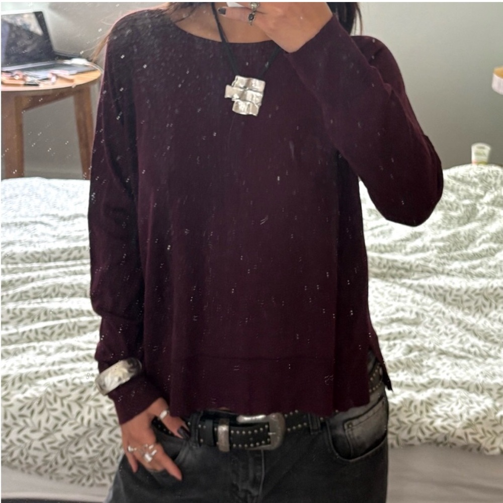 ZARA Burgundy Long Sleeve Sweater Top